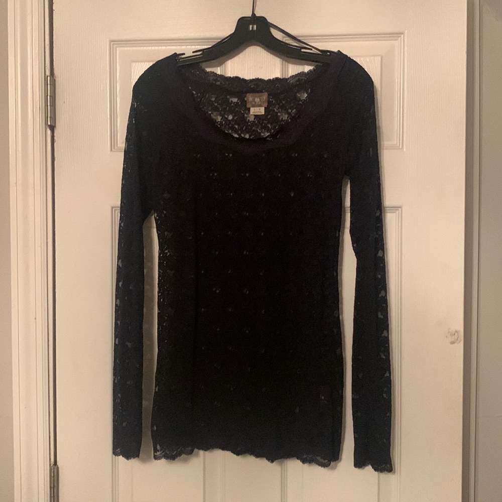 Intimately Free People - fitted black lace top. Size L